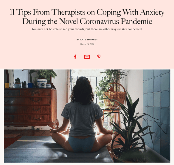 11 Tips from Therapists on Coping with Anxiety During the Novel Coronavirus Pandemic